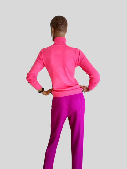 Pantalon ROSE FUCHSIA stylé avec ceinture à nouer