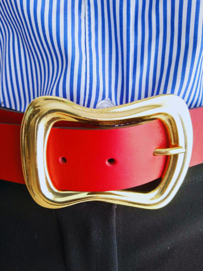 Ceinture ROUGE en cuir véritable