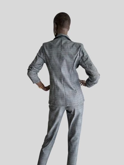 Tailleur pantalon GRIS imprimé à carreaux