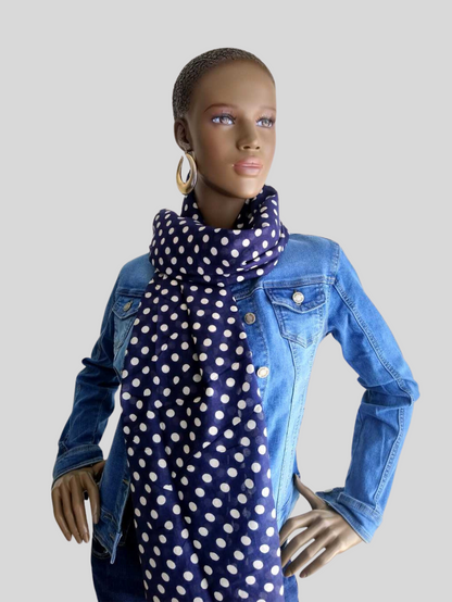 Foulard BLEU MARINE à pois