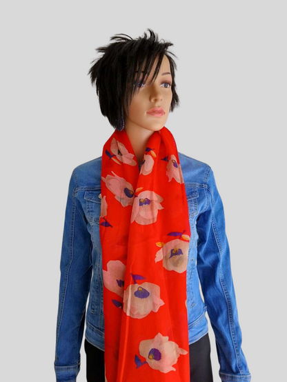 Foulard ROUGE imprimé à fleurs