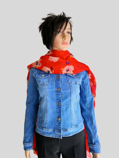 Foulard ROUGE imprimé à fleurs