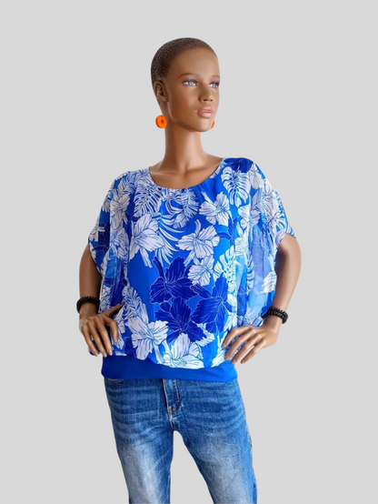 Blouse BLEUE imprimée à fleurs