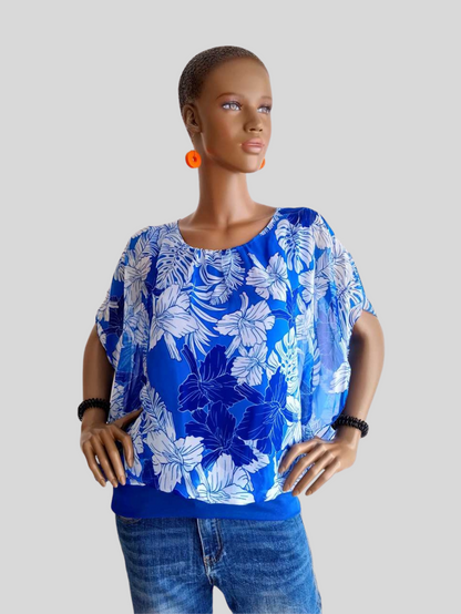 Blouse BLEUE imprimée à fleurs