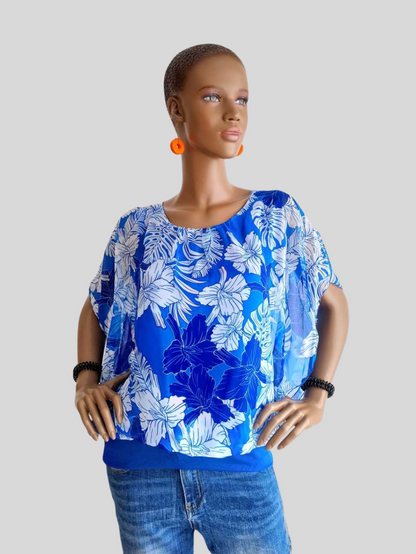 Blouse BLEUE imprimée à fleurs