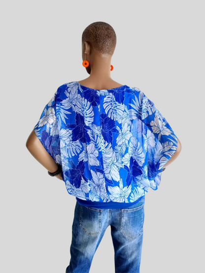 Blouse BLEUE imprimée à fleurs