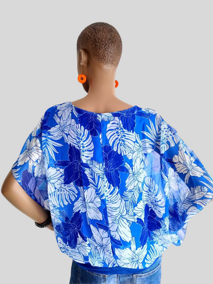 Blouse BLEUE imprimée à fleurs