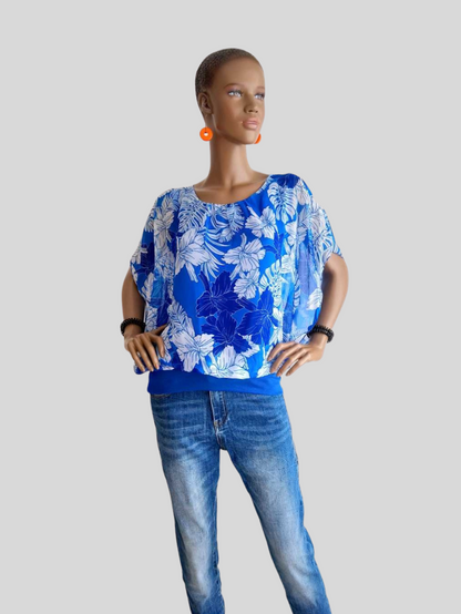 Blouse BLEUE imprimée à fleurs