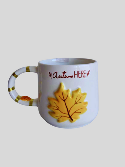 Grand Mug imprimé FEUILLE D'AUTOMNE JAUNE