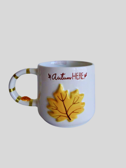 Grand Mug imprimé FEUILLE D'AUTOMNE JAUNE