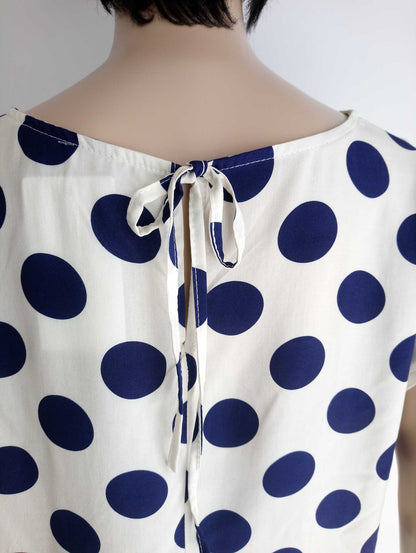 Blouse BEIGE imprimée à pois à nouer